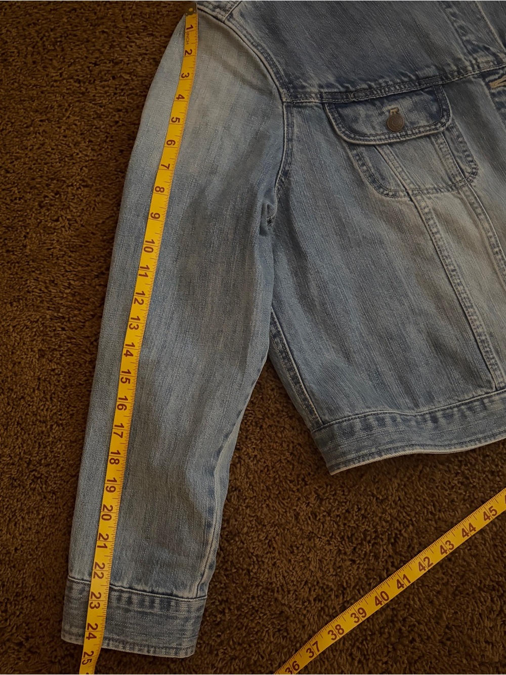 Women’s Light Blue Denim Jacket with Raw Hem Size 2X Chaps - Picture 8 of 9